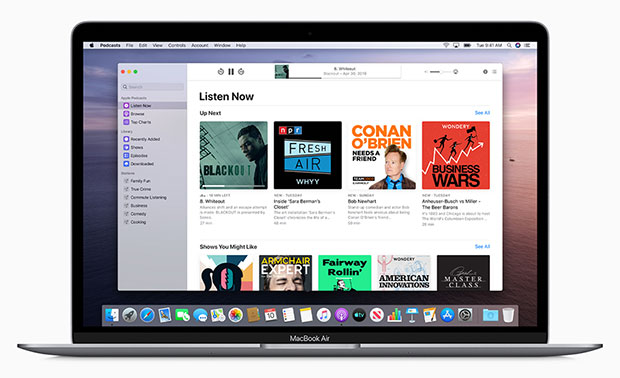 macOS Catalina presenta nuevas aplicaciones dedicadas para Apple Podcasts.