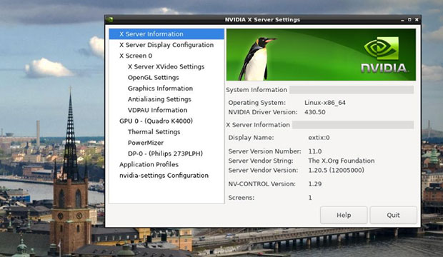 ExTix 19.10 proporciona acceso automático por defecto al controlador de gráficos de Nvidia.