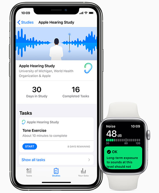 Apple Research App, iPhone 11, estudio auditivo Apple Watch Series 5