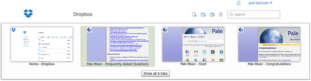 Pale Moon browser thumbnails