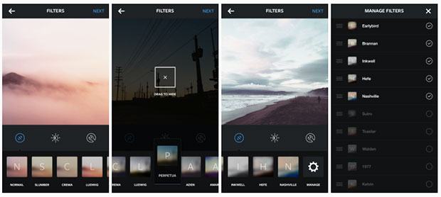 Instagram Manage Filters screen shot
