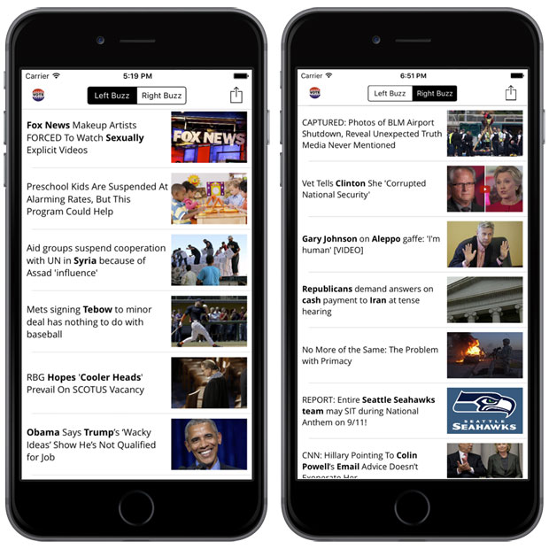 Contempo's Left/Right Buzz News Feeds