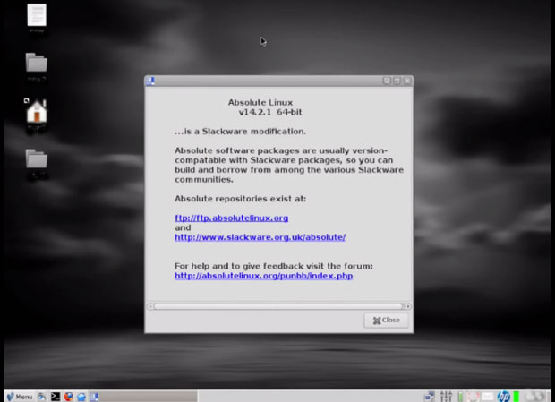 Absolute Linux installation screen