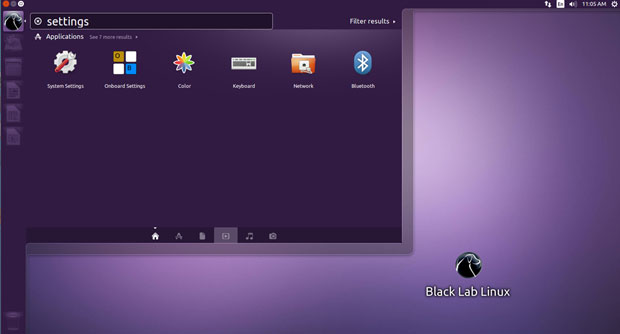 Black Lab Linux8.0 settings window