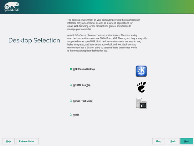 OpenSUSE installation screen