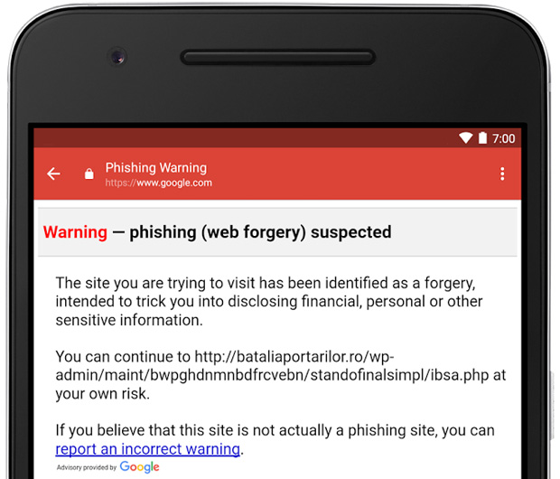 Google phishing warning