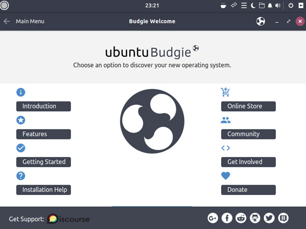 Ubuntu Budgie Welcome Screen