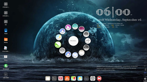 MakuluLinux spin-wheel style menu