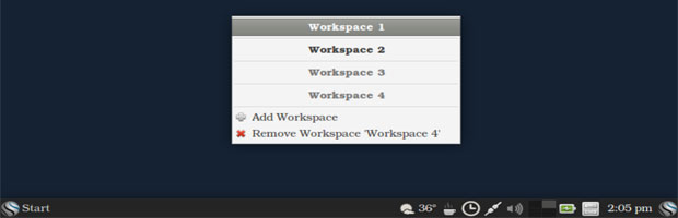 Blue Collar Linux's workspace switcher panel