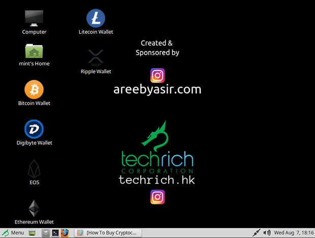 Cryptocurrency OS desktop screen