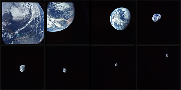 The first time humans saw our home planet Earth from deep space, from Apollo 8, November 1968