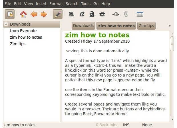 Zim Desktop Wiki
