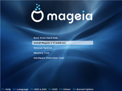 Mageia Linux's splash page