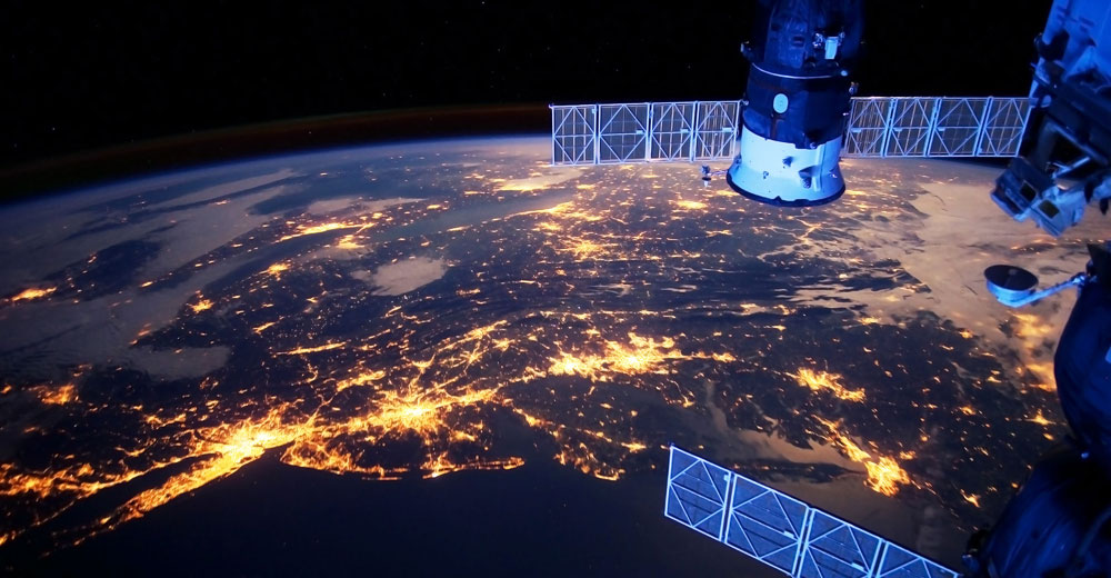 satellites in space orbiting Earth