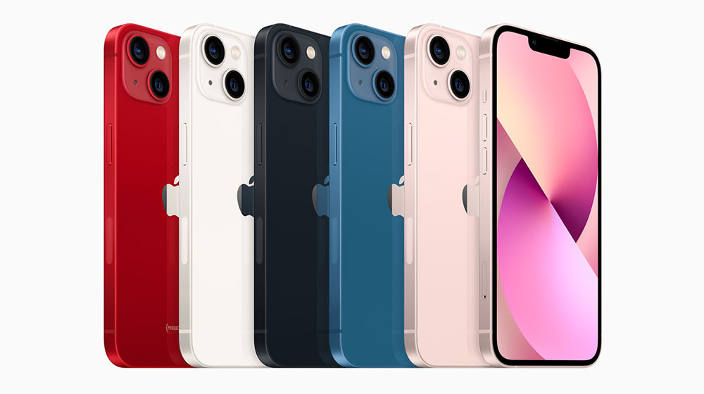 iPhone 13 and iPhone 13 mini in five aluminum colors