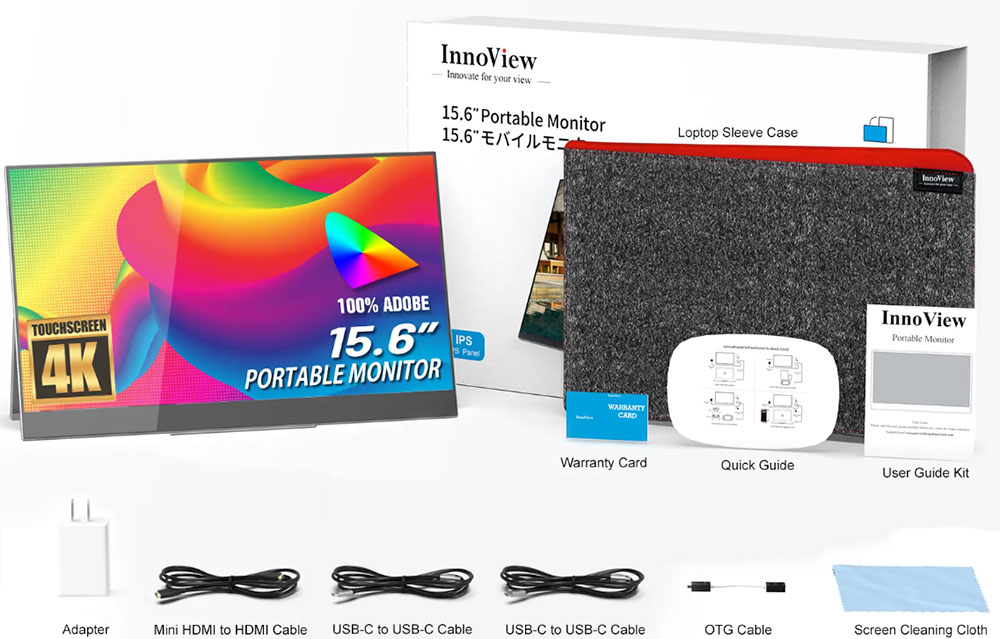 InnoView 15.6" Portable Monitor, what is in the box
