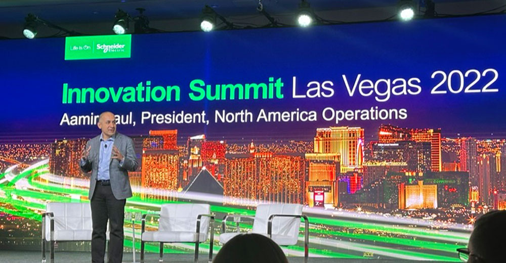 Schneider Electric North America President Aamir Paul delivering a keynote at Innovation Summit 2022