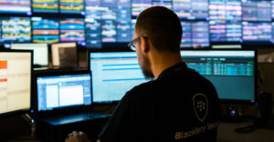A photo from the BlackBerry Network Operations Center in Waterloo, Canada.