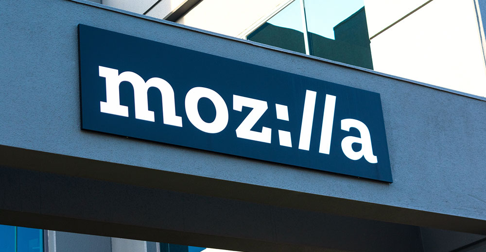 Mozilla, stylized as moz://a sign on Silicon Valley office of the not-for-profit Mozilla Foundation