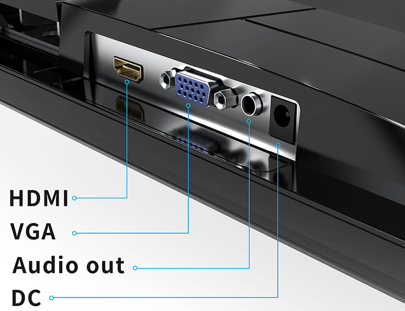 InnoView INVPM701/27” Puertos posteriores, HDMI, VGA, salida de audio, CC