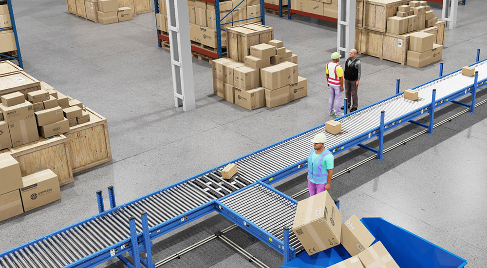 Nvidia's Isaac SIM warehouse conveyor and people simulation