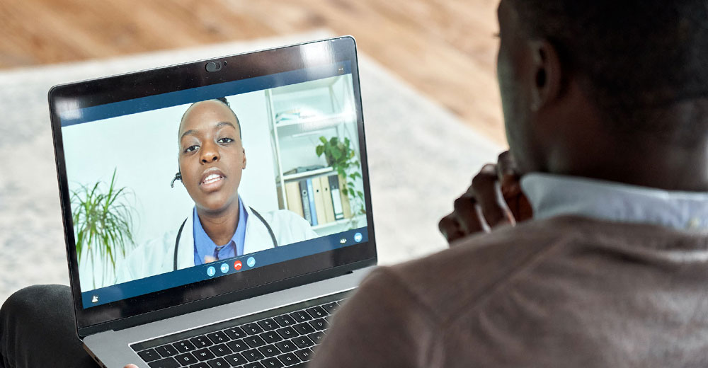 a medical professional providing remote health advice and services