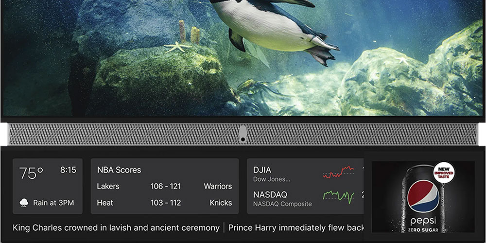 Умный экран Telly отображает новости, спортивные результаты и рекламу
