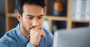 Business professional reviewing enterprise software